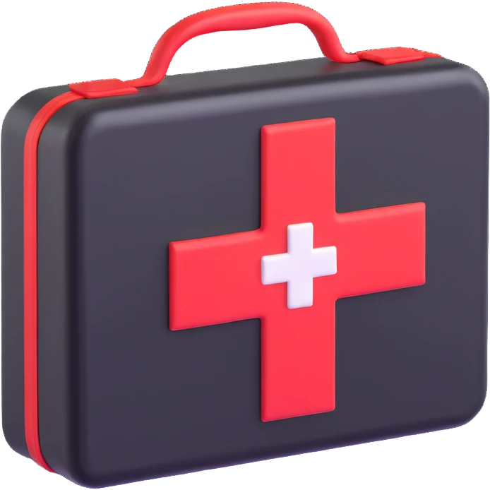 First aid kit with a red cross emoji
