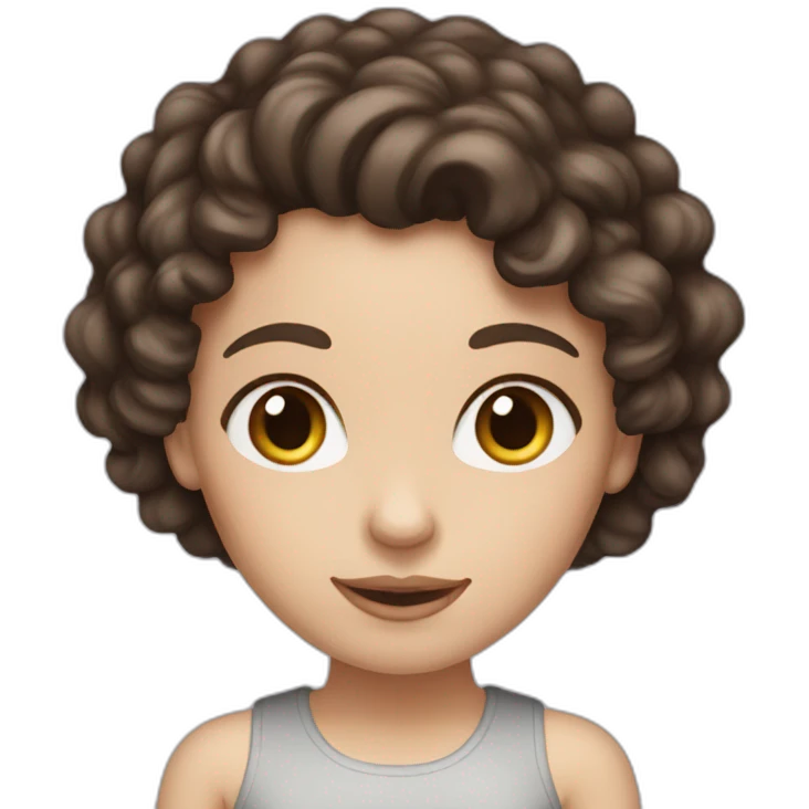 White girl with dark brown curly long hair emoji
