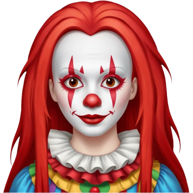 red straight very  long hair female clown emoji