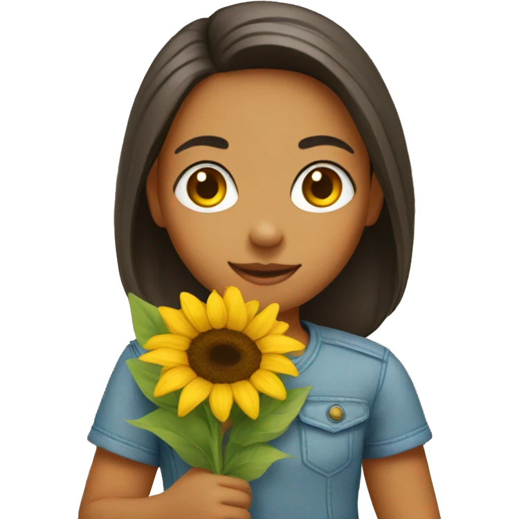 Girl holding sunflower bouquet emoji