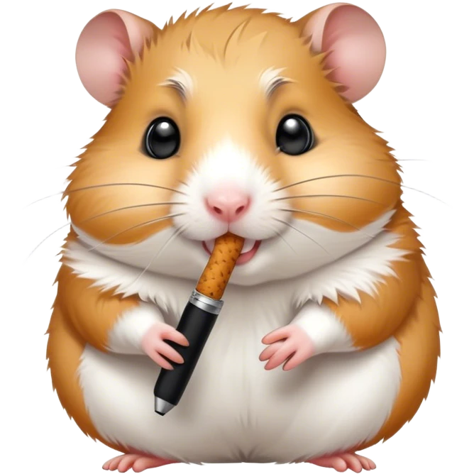 Happy hamster smoking from a pen  emoji