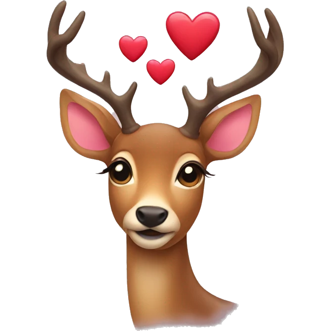 a deer with hearts emoji