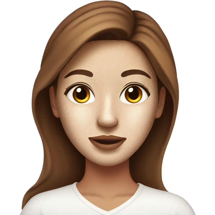 Girl with freackles Brown hair and white skin wears skin care mask emoji