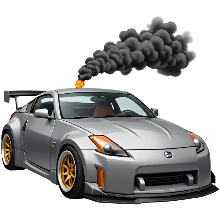 Um 350 z cinza em pixel art fazendo drift emoji