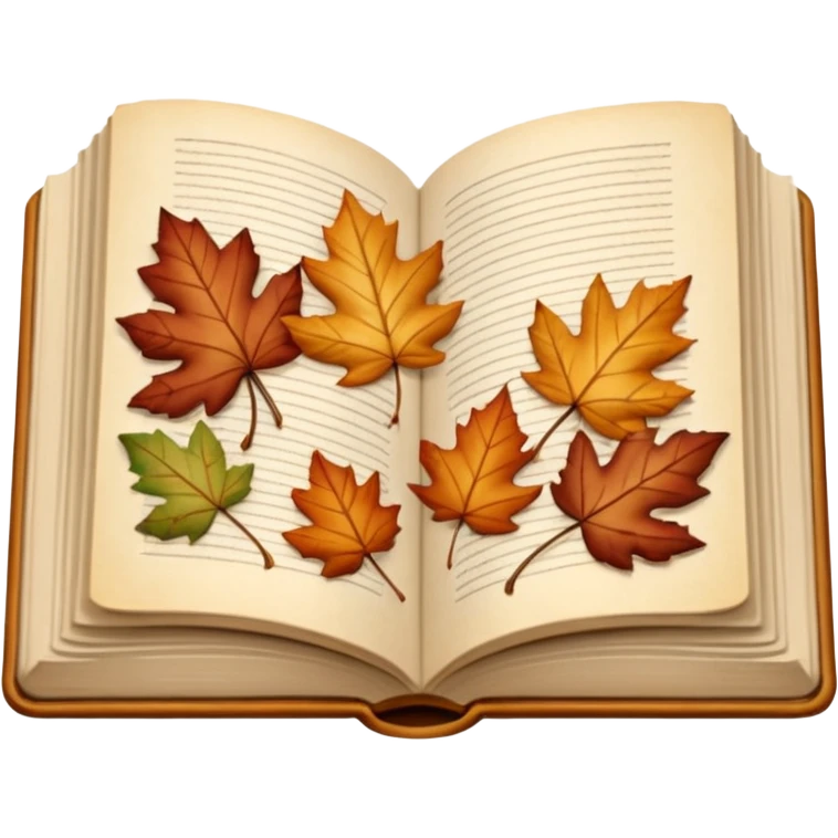 beige autumn open book with leaves on it emoji