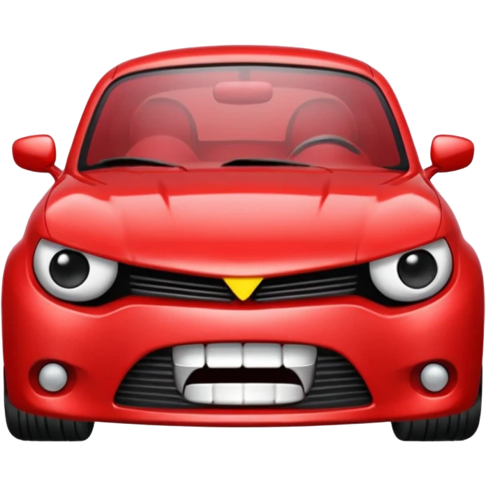 red car with angry face emoji