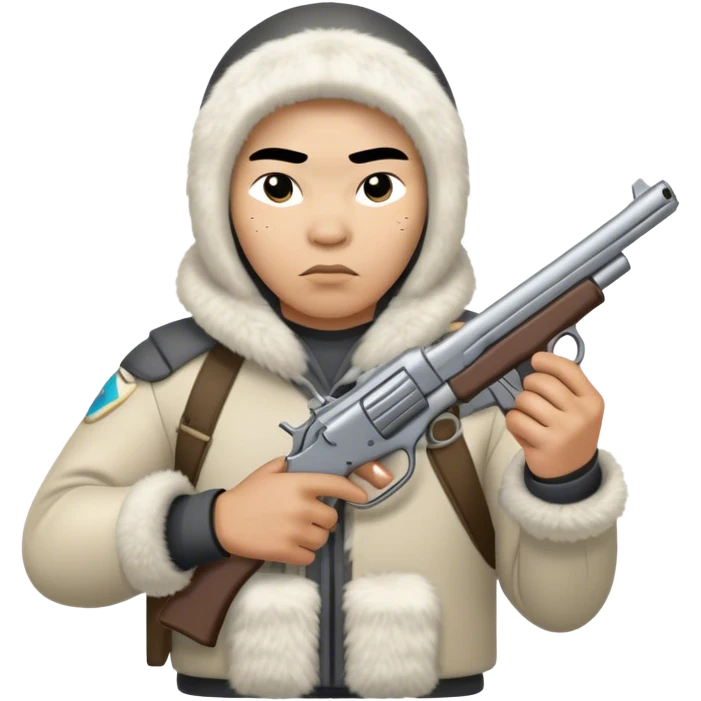 Inuit with a gun emoji