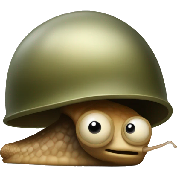 A snail with a soldier's helmet emoji