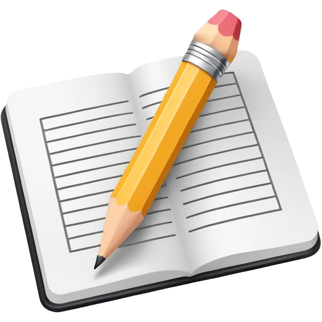 Minimalistic flat vector icon, iOS style, thin black contour on white background. Pencil with sketch lines on paper. No text, no shadows emoji