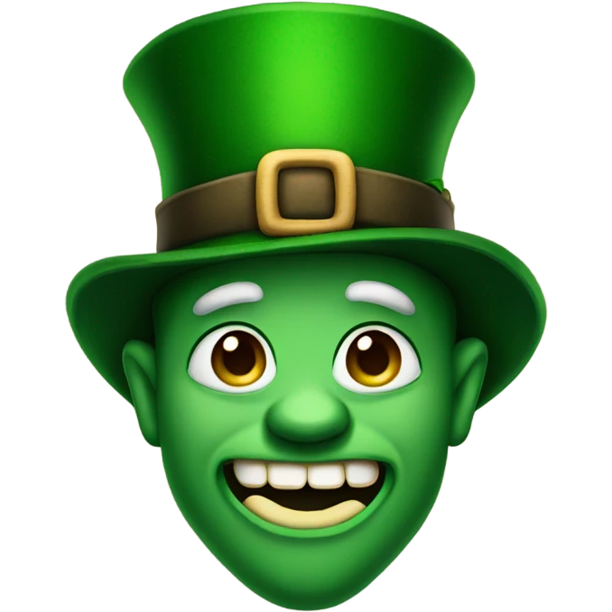 Leprechaun with crossed eyes and an open mouth  emoji
