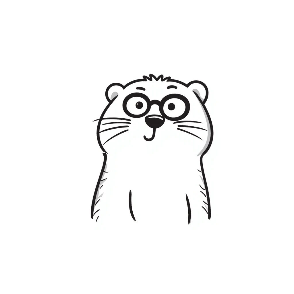 otter wearing glasses, hand drawn doodle style emoji