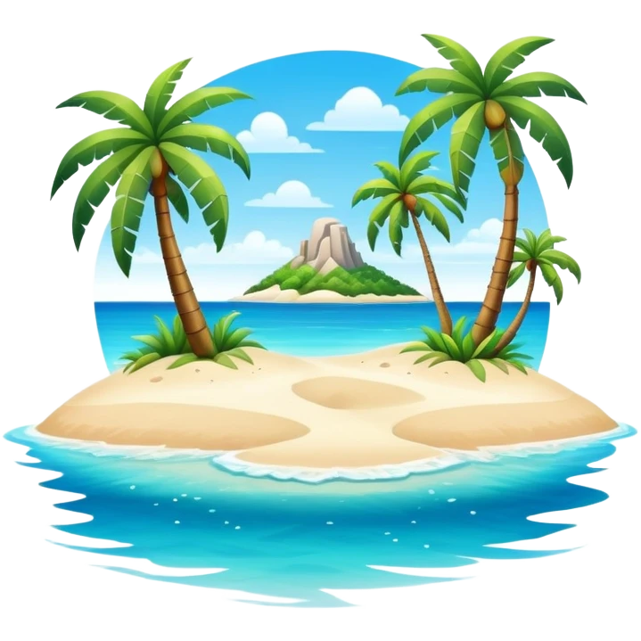 tropical island with palm trees and ocean emoji