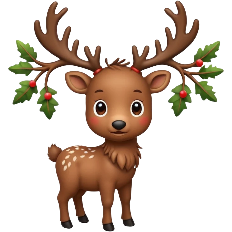 reindeer baby  cute, full body , branches stuck in head emoji