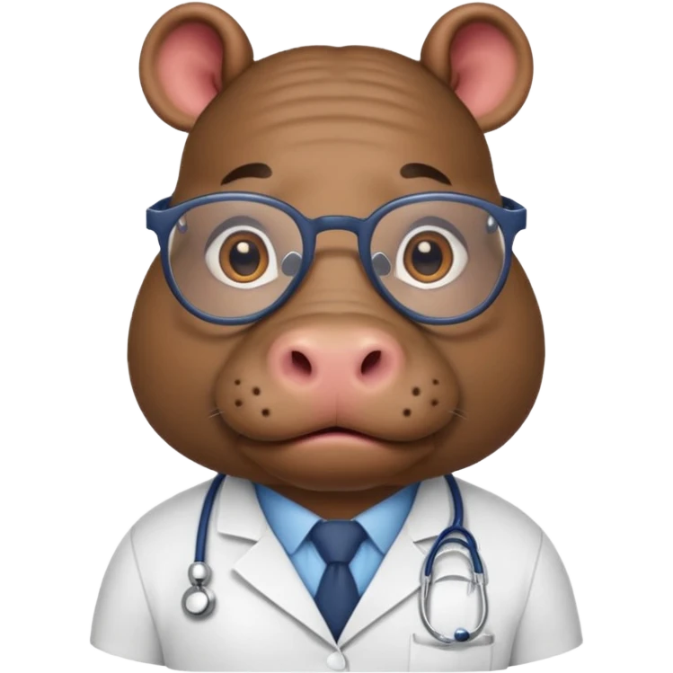 Hippo doctor, glasses, uniform emoji