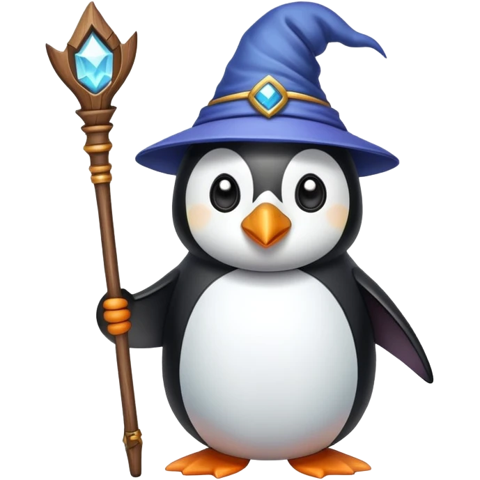 penguin wizard holding a staff emoji