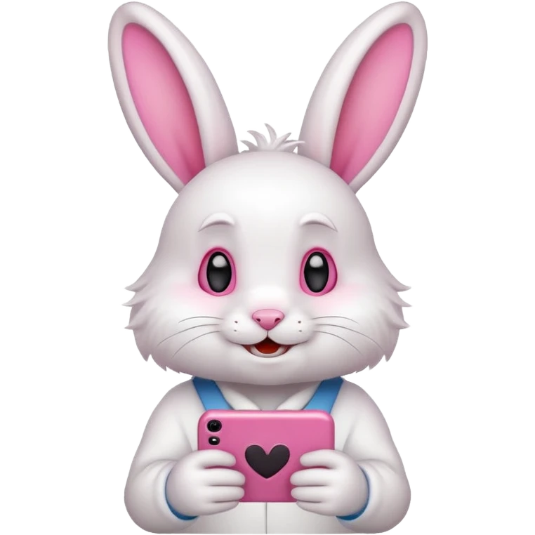 White rabbit on phone talking emoji emoji