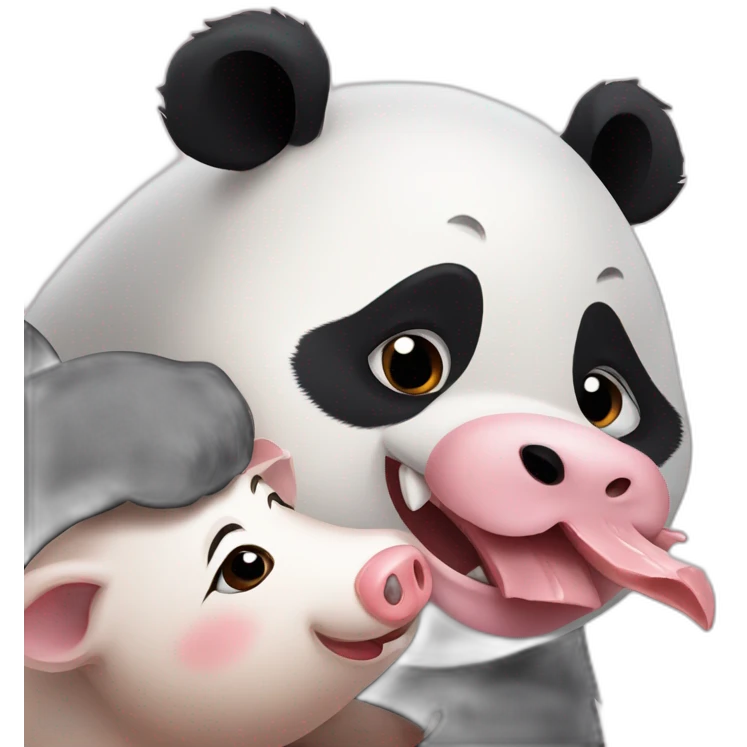 Panda biting piglet emoji