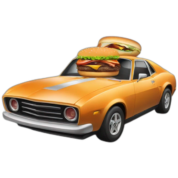 A burger in a supercar emoji