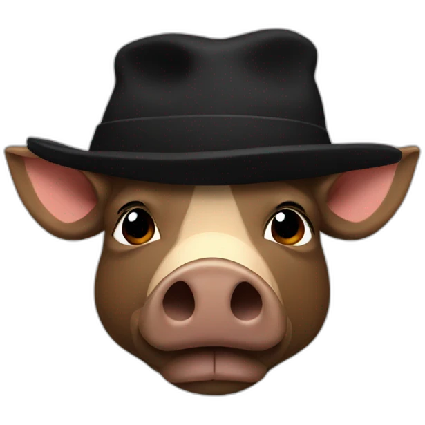Bored brown boar in a black winter hat and black jacket emoji