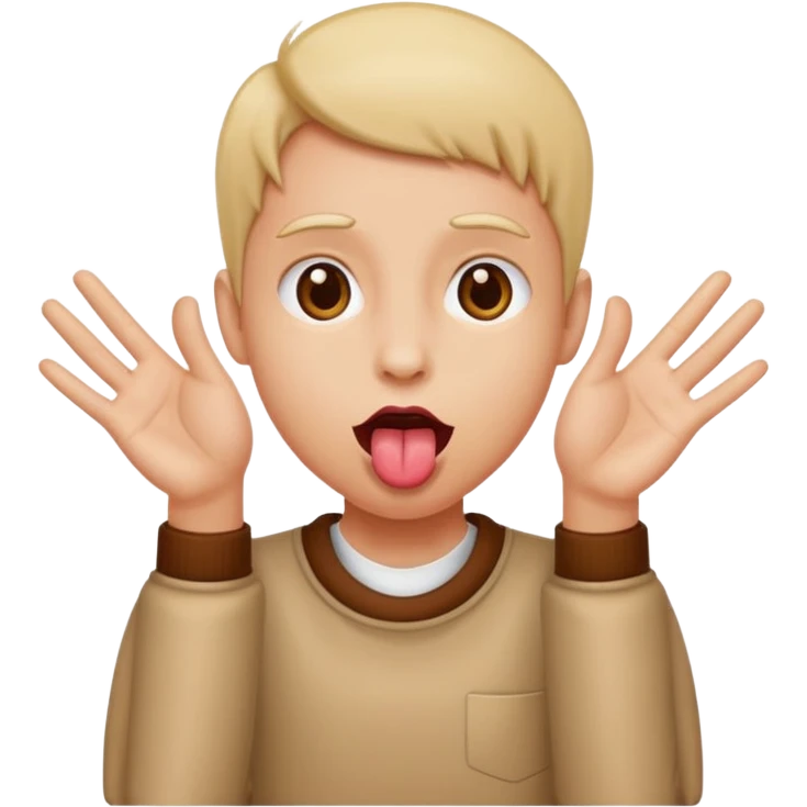 face with tongue ￼out and hands on the side emoji