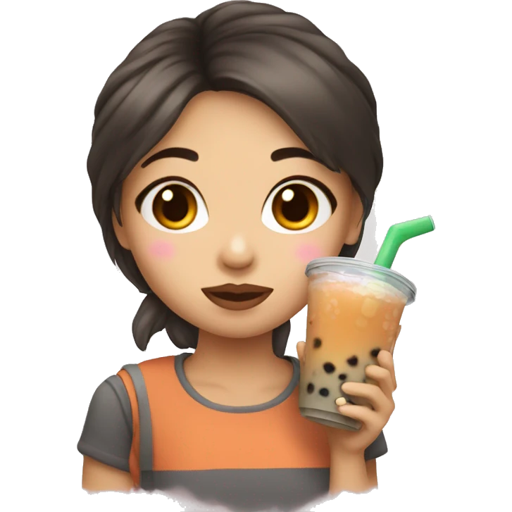 Girl drinking boba tea emoji