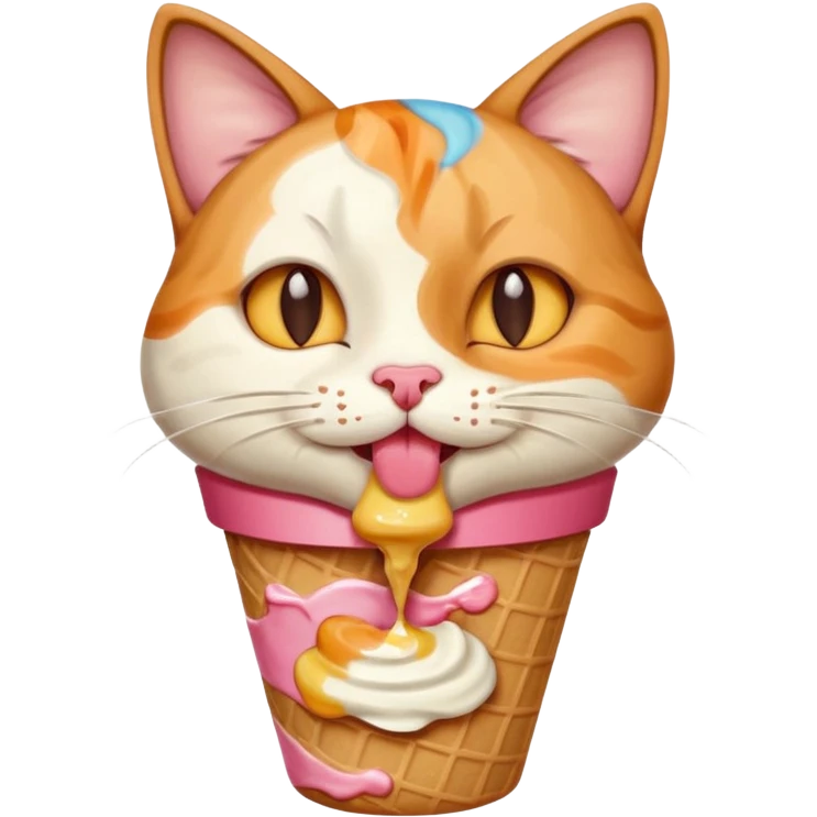 A cat enjoying an ice cream, eyes closed in delight, portrait, bust up emoji