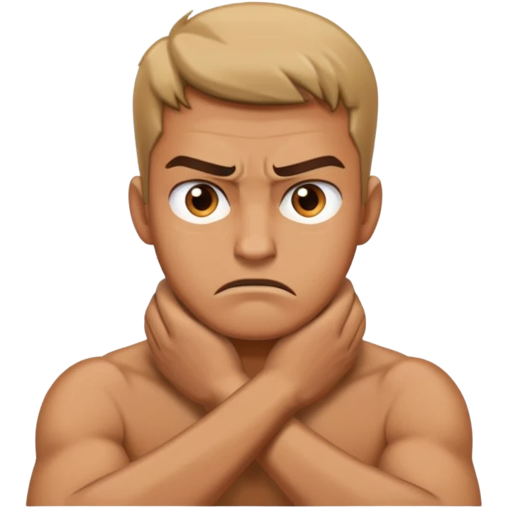guy angry with hands crossed over his neck emoji