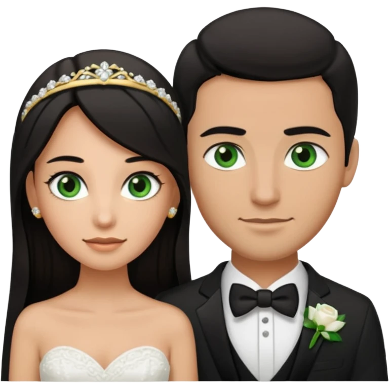 Bride has brown eyes. Bride has Black hair and brown eyes!!! Groom has green eyes and brown hair. White gold wedding bands emoji