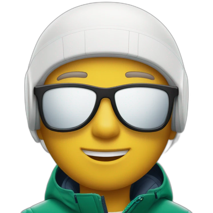 Un garçon blanc qui porte das lunettes de ski, il a les cheveux noirs et un survetement de lacoste emoji
