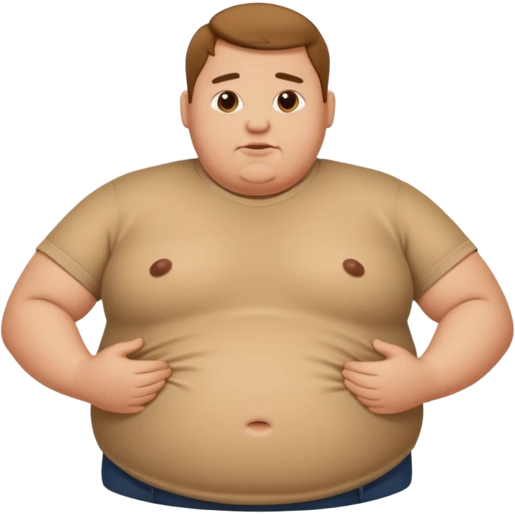a fat person tugging their shirt away from their fat belly emoji