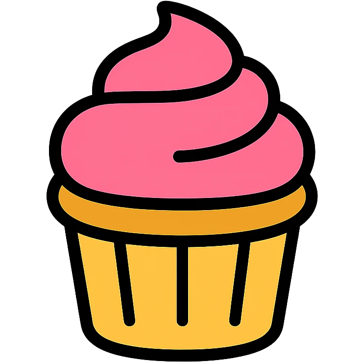 A cupcake with pink icing emoji