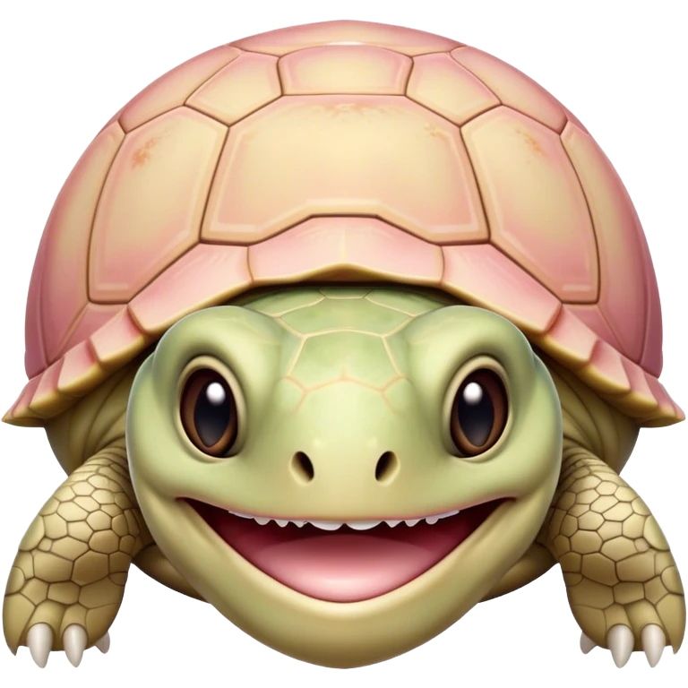 Pale pink/tan turtle with human teeth emoji