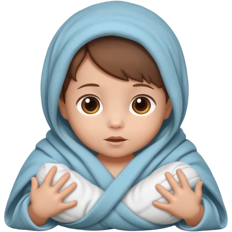 baby wrapped in blanket, redo same pictures but with brown hair emoji