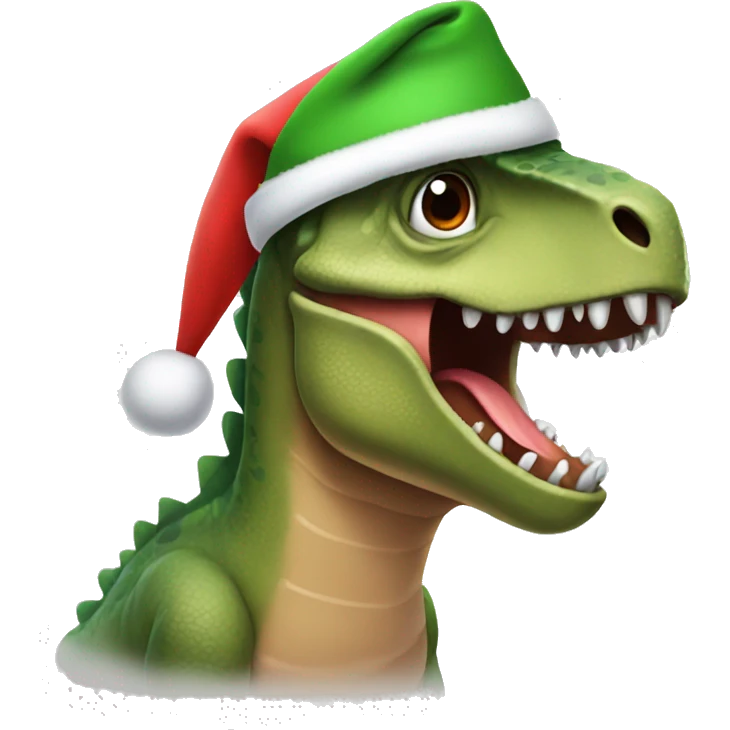 Dinosaur with a Christmas hat  emoji