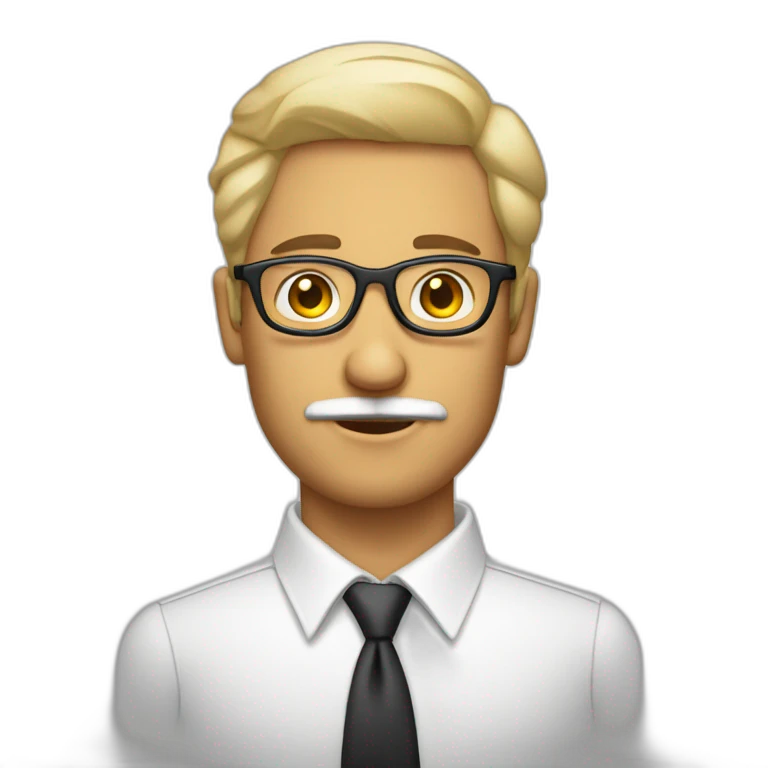 Hombre mayor pelo blanco sin bigote con gafas emoji