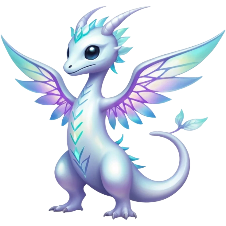 A bright whiteish iridescent divine legendary spiritual ethereal beautiful Fakémon-creature emoji