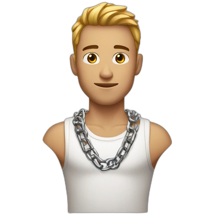 guy wearing tanktop and metal chain around neck emoji