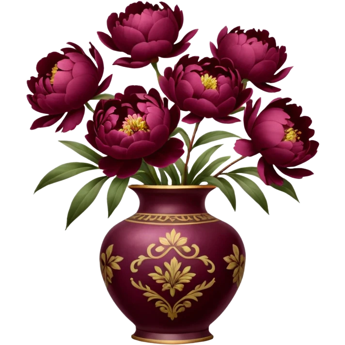 burgundy peonies in a vintage vase emoji