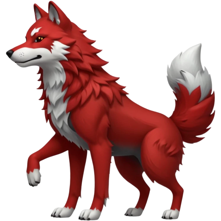 Full body red and black wolf with white accents  emoji