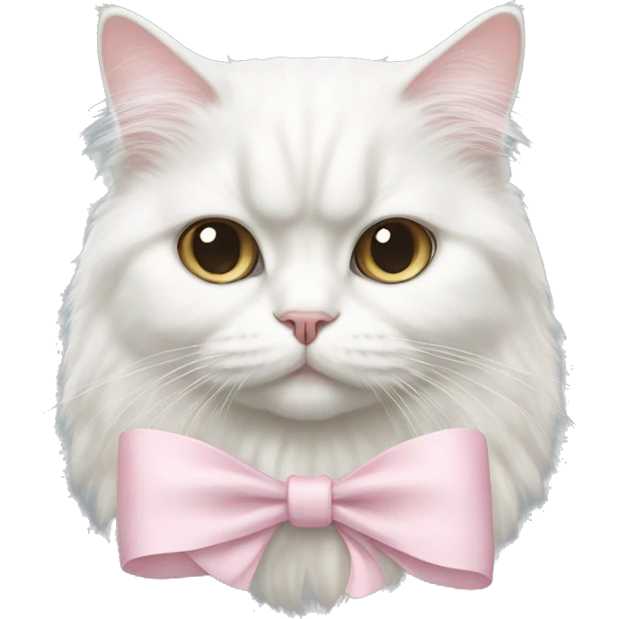 Persian white cat with pale pink bow emoji