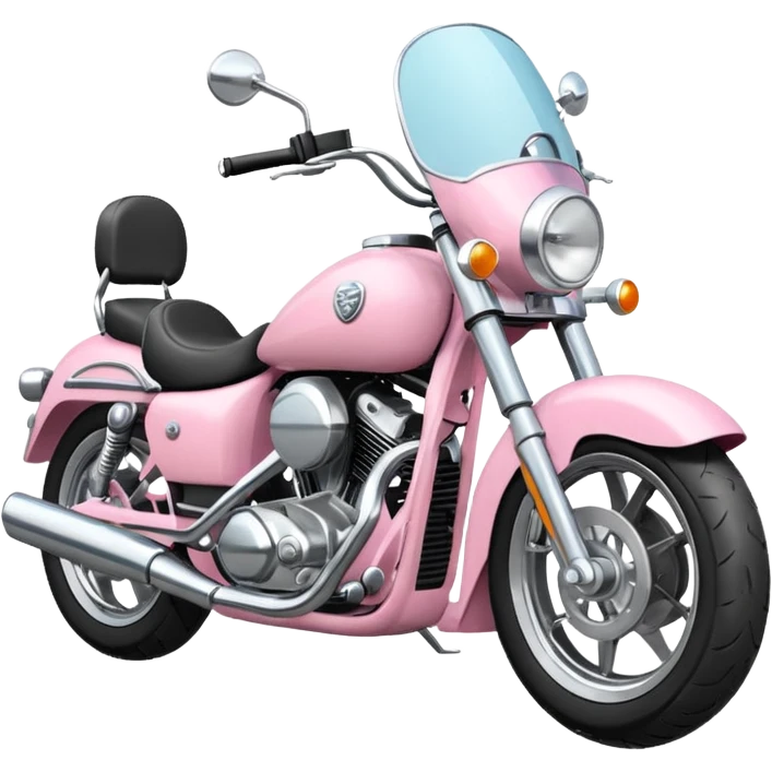baby pink motorcycle, stylized and cute emoji