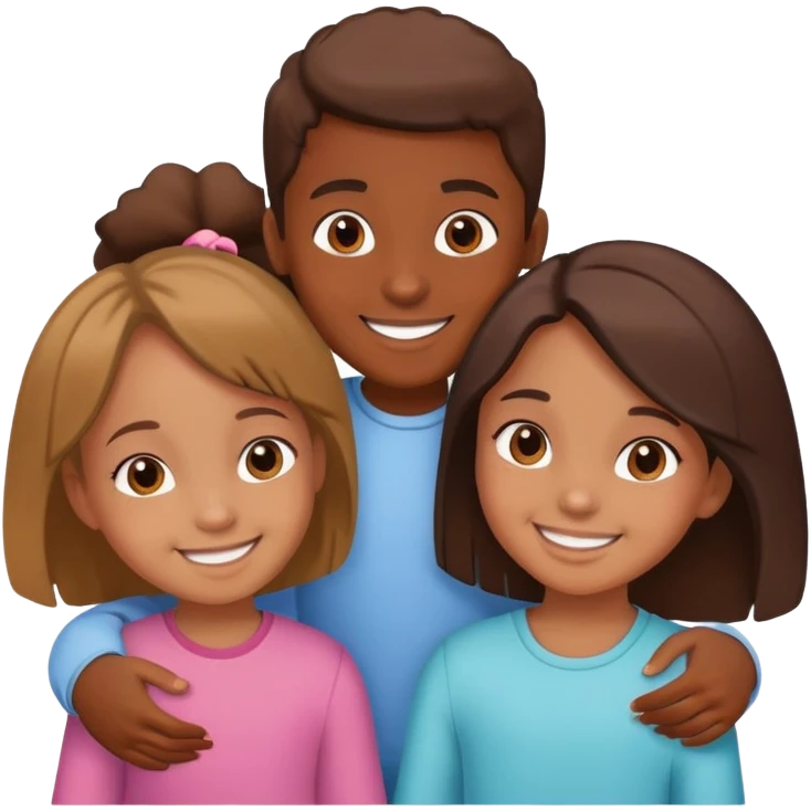 siblings playing together - one boy and two girls emoji