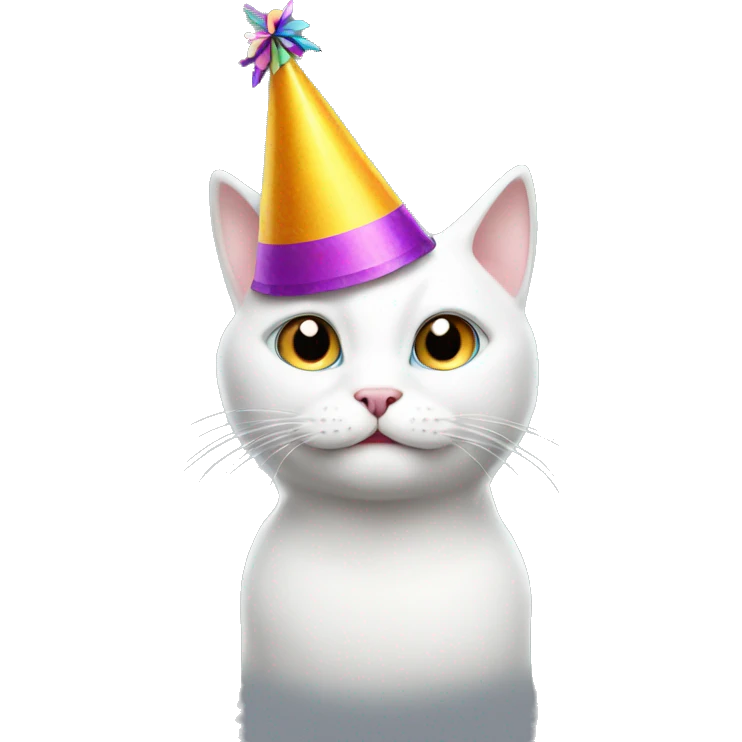 White cat with a party hat  emoji