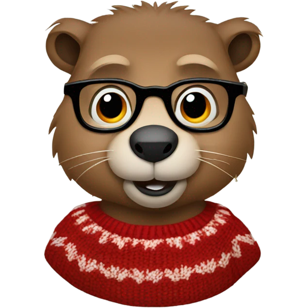 groundhog in a red sweater and glasses hands on side emoji