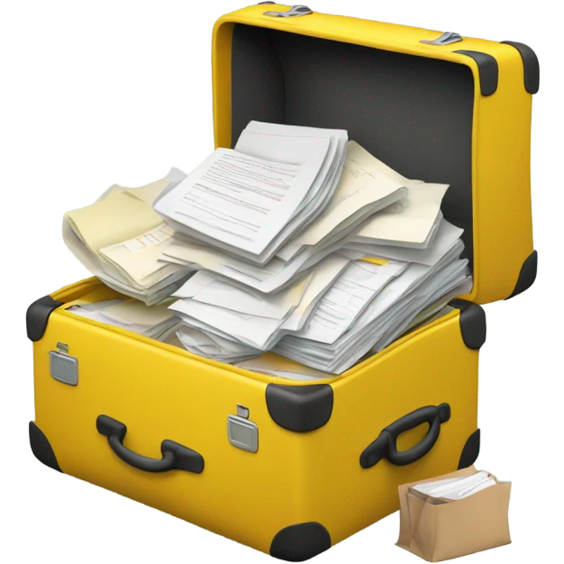 yellow baggage filled with documents emoji