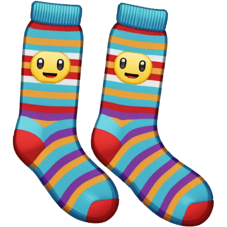 A 8-bit pixel art emoji of a pair of socks emoji