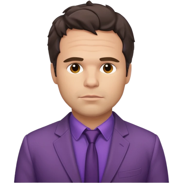 Mark Ruffalo with dark brown hair, purple shirt, beige suit jacket  emoji
