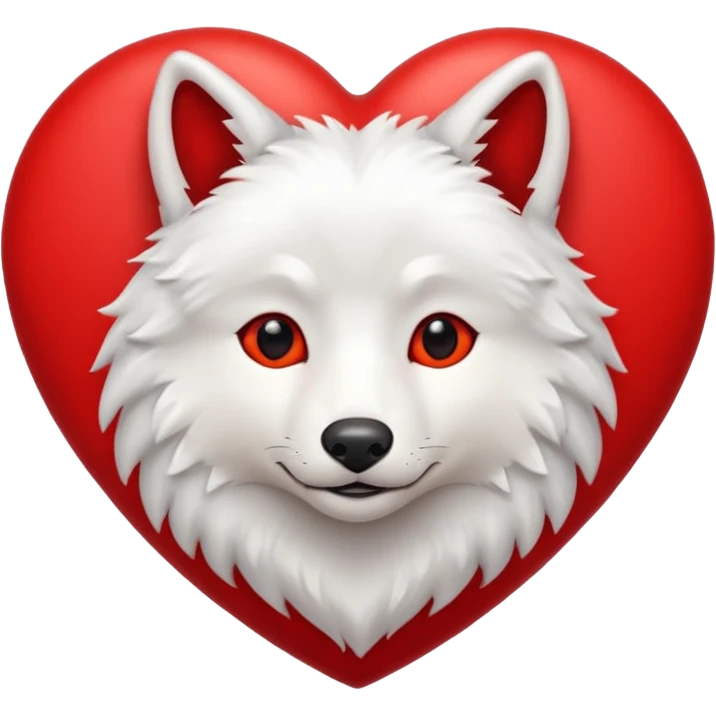 cute wolf inside heart emoji