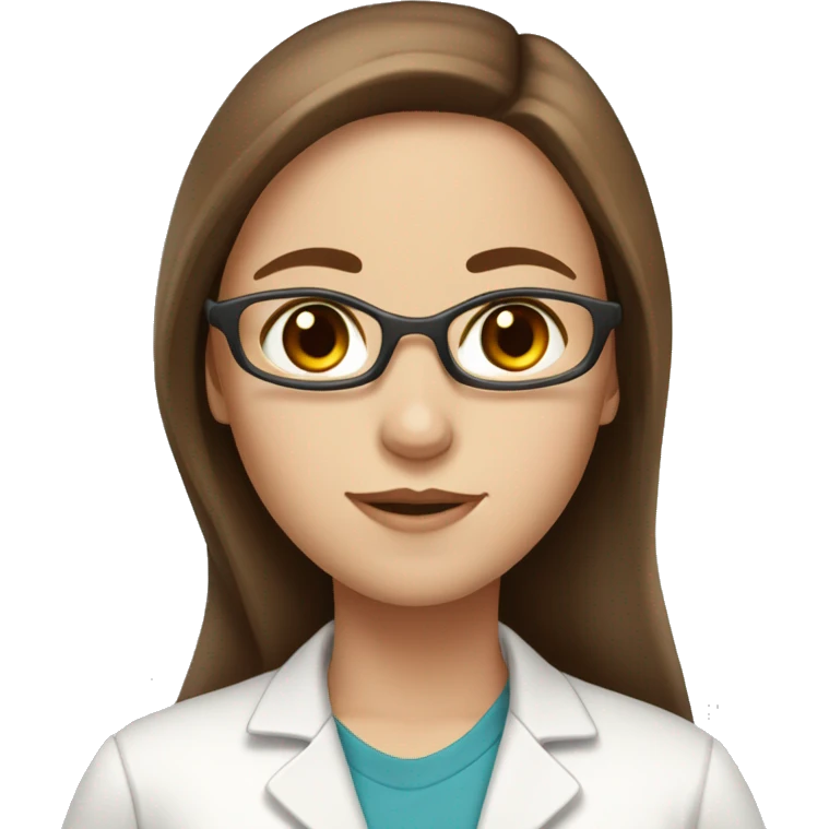 Laboratory girlie, white complexion, long brown hair, brown eyes emoji