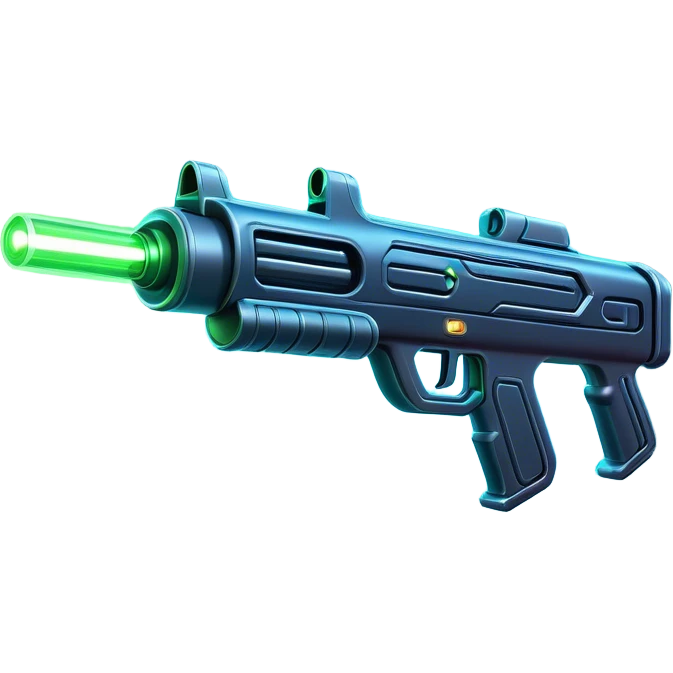Clash of Clans aesthetic: Cinematic Playful Laser Rifle Emoji, rendered in a 3D vector-style similar to standard emojis with minimal shading and bold, simplified shapes. A compact, sleek energy weapon with futuristic contours and a glowing barrel, softly glowing with a sci-fi battle charm. Simplified yet unmistakably iconic, highly detailed and consistent, glowing with a soft pulsating radiance and high shine. Stylized with a touch of cosmic engineering and a soft glowing outline, capturing the essence of a cutting-edge energy armament with a playful, dynamic aura! emoji